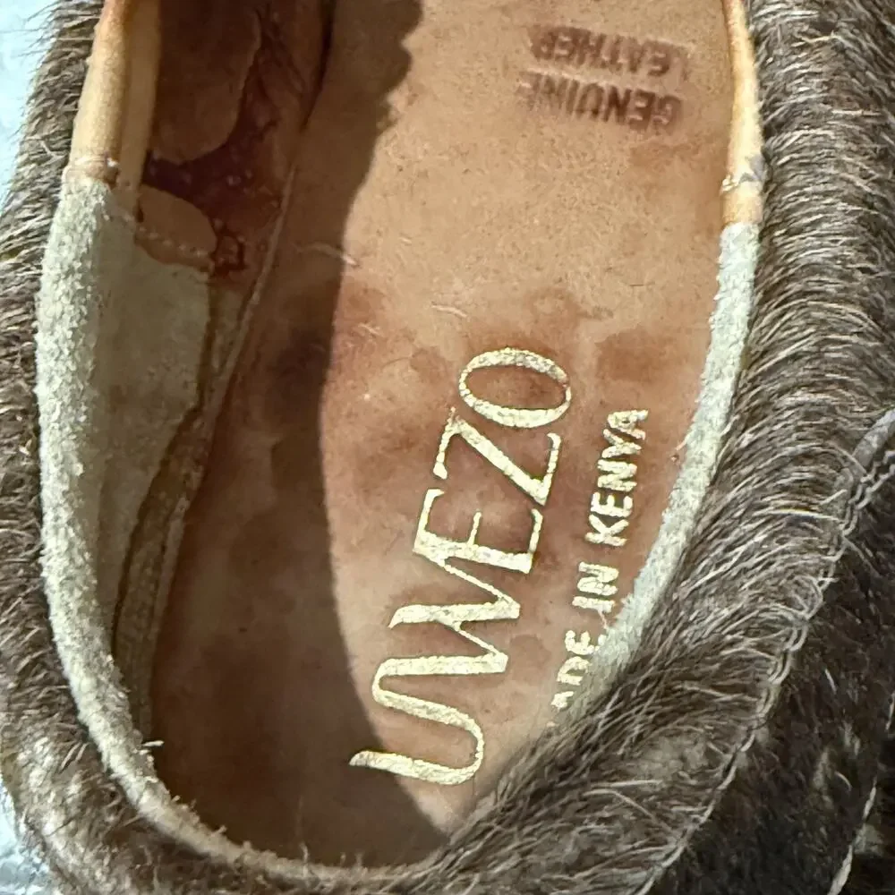 Uwezo Men's Luxury Cowhide Calf Hair Slip On Loafer Shoes Size 11 Made In Kenya